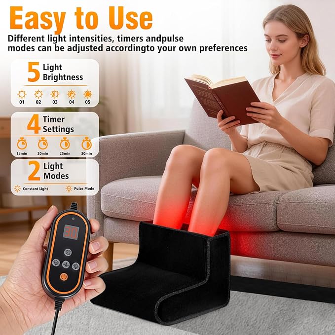 Red Light Therapy for Feet 320 Dual Wavelength 3 in 1 Chip LEDs with Adjustable Controller Full Coverage Foot Infrared Therapy Device for Ankle Heel Plantar Joint Muscle Relief