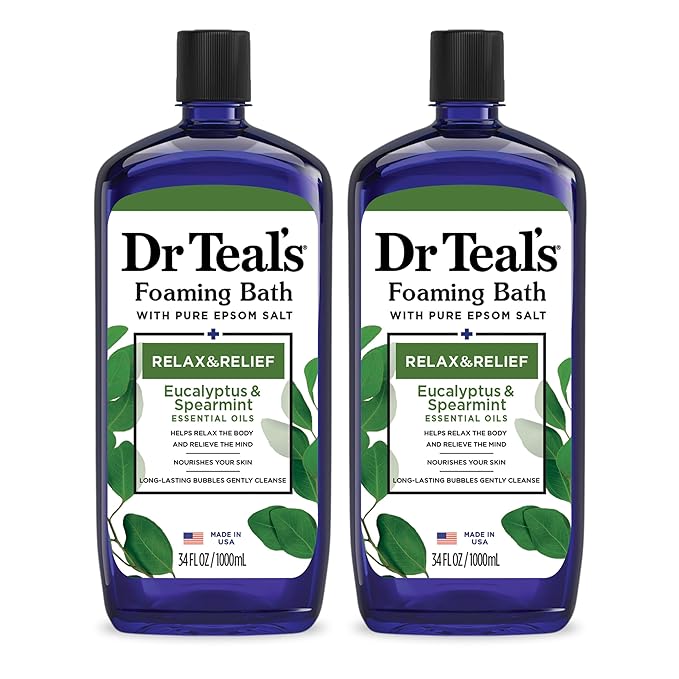 Dr Teal's Body Wash with Epsom Salt (2 x 24oz) &amp Foaming Bath with Epsom Salt (2 x 34oz) Bundle