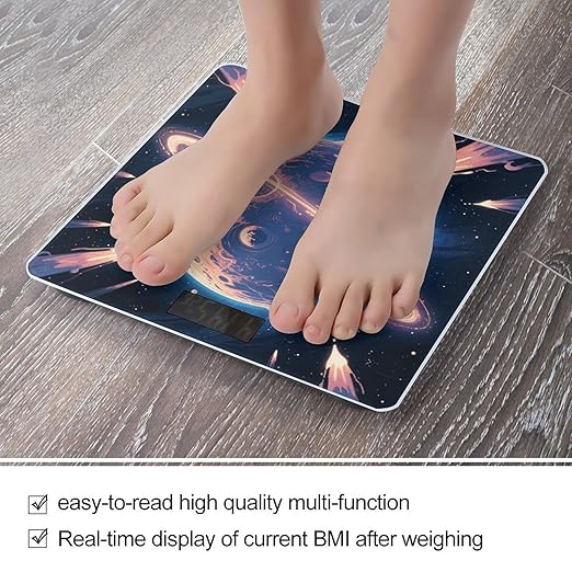 Mysterious Planet Scale for Body Weight Sturdy Tempered Glass Weighing Scales with LCD Display Accurate Digital Bathroom Scale Convenient Body Fat Smart Scales Easy Read