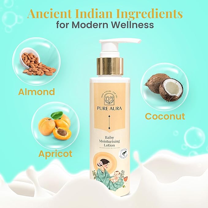 Pure Aura Baby's Sunshine Shield Duo Ayurvedic Sunscreen SPF 30 and Baby Lotion Natural Sun Protection for Delicate Skin