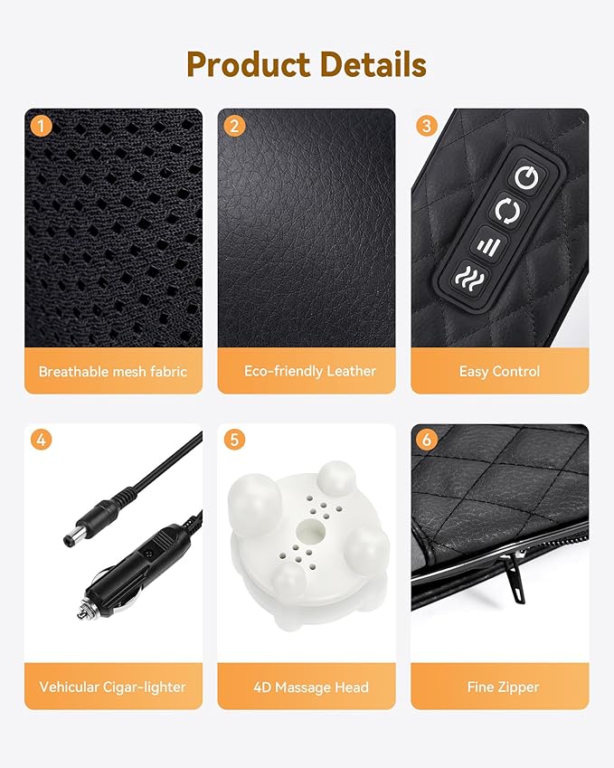 Neck Massager with Heat Shiatsu Neck and Back Massager 4D Deep Tissue Kneading for NeckBackShoulder Body Muscle Pain Relief Leather Handbag for Storage Gift for Men Women Mom Dad Plug-in Use