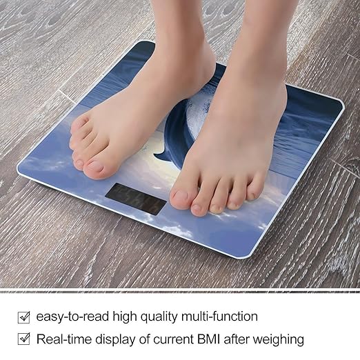 Elegant Dolphin Bathroom Scale for Body Weight Bathroom Weighing Scale with Backlit LCD Display Highly Accurate Measures Weight Up to 180kg