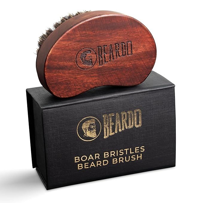 Beardo Boar Bristle Beard Brush For Men | Travel Friendly Pack with Cover | Made from Natural Boar Bristles and Sheesham Wood to shape the beard and simulate hair follicles to boost growth