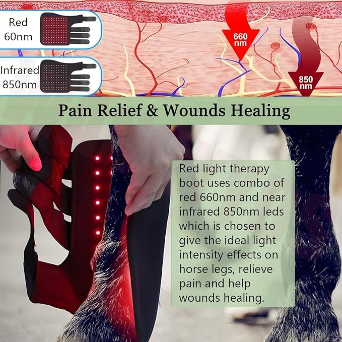 Red Light Therapy Belt Portable 850nm Infrared ＆ 660nm LED Red Light Therapy Wrap Portable Horse Leg Therapy Device for Horse Muscle Recovery Horse Leg PainLeft+Right