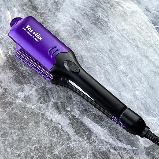 Terviiix Crimper Hair Iron with 4 Interchangeable Plates Keratin &amp Argan Oil Infused Hair Crimper for Women Volumizing Crimping Iron for Thin Fine Hair 5 Heat Settings &amp 60 Mins Auto Off P