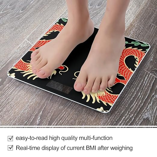 Men's Smart Scale for Body Weight Digital Bathroom Weighing Scale Automatic Switch Energy Saving Scale Floral Chinese Japanese Dragon Flower