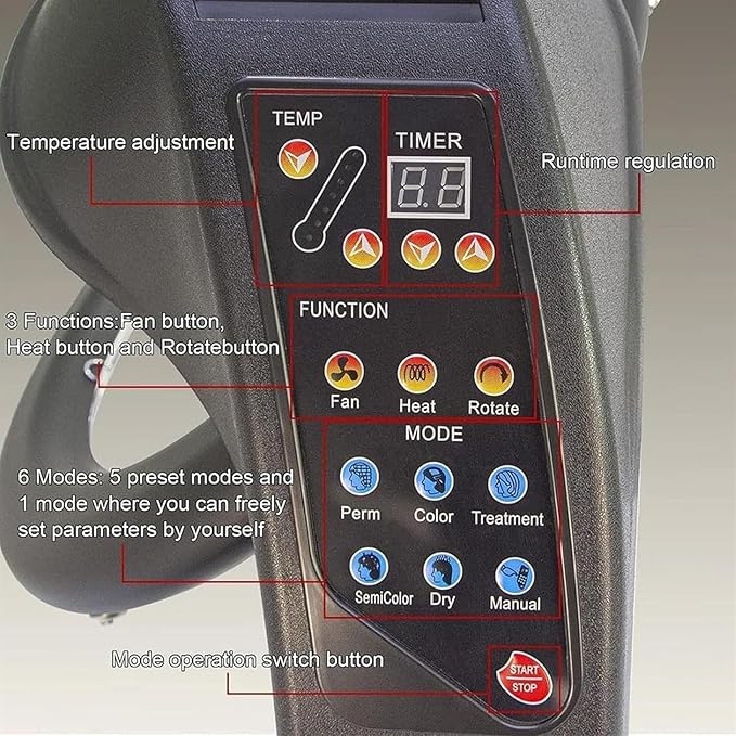 Salon Orbiting Hair Dryer Digital Control Wall Mount Hair Dryer Hair Color Processor Dryer Accelerator w/Wall Mount Adjustable Timer and Temperature