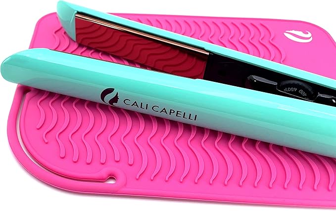 CaliCapelli Professional Heat Resistant Styling Silicone Mat for All Hair Irons Curling Iron Straightener Pad Iron Flat Hair Hair Tools Appliances Hair Dryer Salon Tools Hair Stylist (Pink)