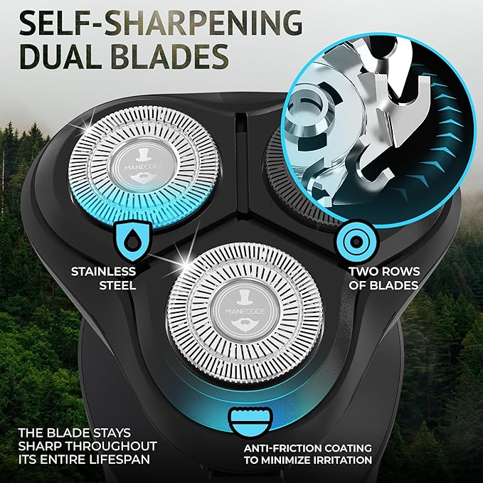 MANECODE® Electric Razor for Men - Shaver with Floating 8 Contouring Technology® and IQ Cleaning Sensor® (Travel Case)