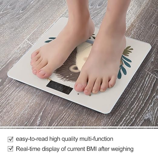 Cute Little Hedgehog Weight Scale Digital Electronic Scales Bathroom Scale Larg LCD Backlight Display High Precisio MeasurementsTempered Glass