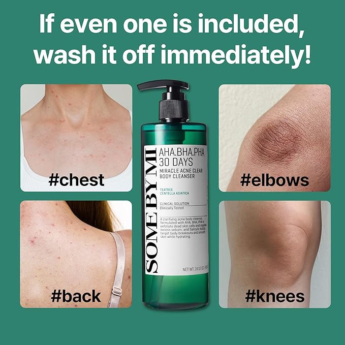 SOME BY MI AHA BHA PHA 30 Days Miracle Acne Clear Body Cleanser &amp AHA BHA PHA 30 Days Miracle Truecica Clear Pad