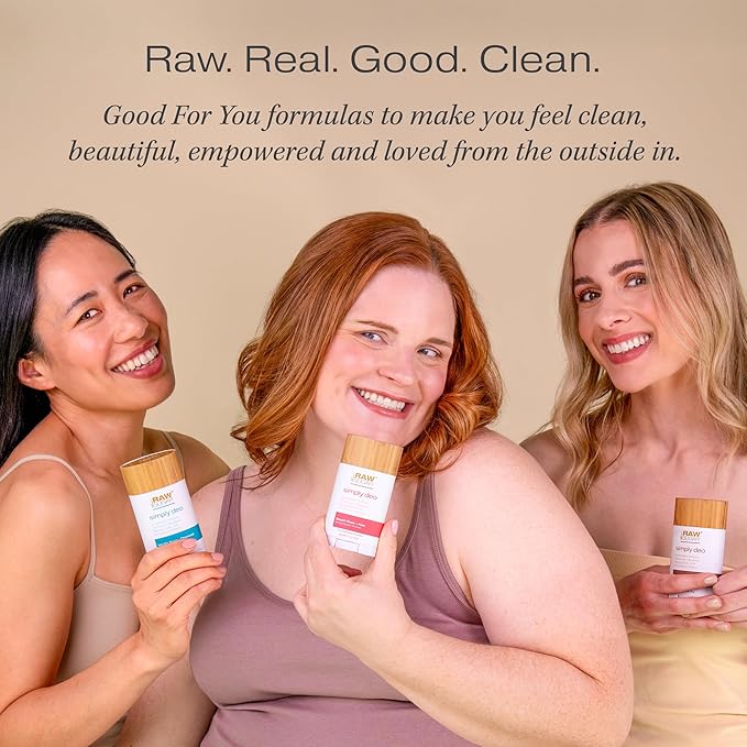RAW SUGAR Aluminum Free Deodorant Stick Simply Deo Bundle (Pack of 3) Whole Body Deodorant for Women &amp Men Clean Formulated without Aluminum Baking Soda Talc &amp Parabens Beach Rose + Aloe