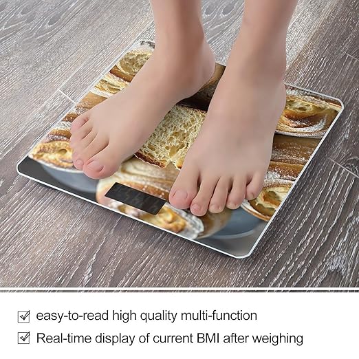 Painted Bread Scale for Body Weight Digital Bathroom Scale Toughened Glass High Precision Scales for Body Weight with Large LCD Backlight Display Weight Scales