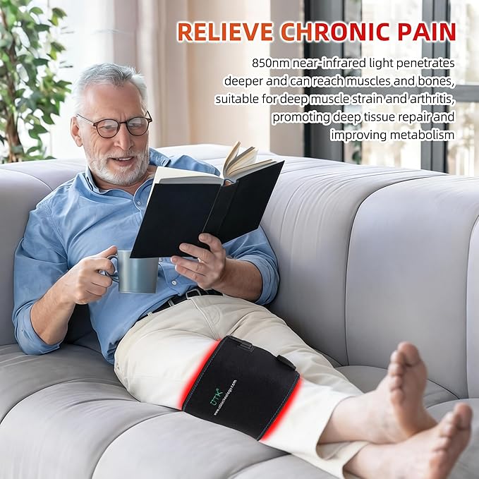 UTK Red &amp Blue Light Therapy Pad for Body 3-in-1 LED Bead Light Therapy Belt with Timer Remote Control 470nm Blue Light &amp 660nm Red Light &amp 850nm Infrared Light Therapy for Back Waist Sh