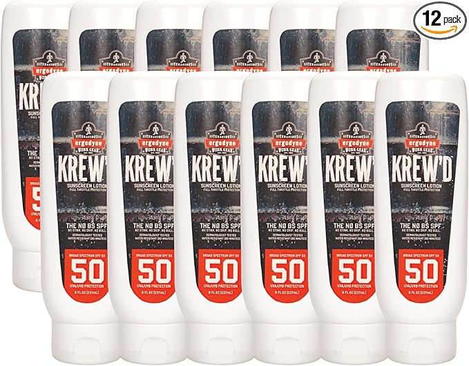 Ergodyne KREW'D 6351 Sunscreen Lotion Broad Spectrum SPF 50 8 oz 12-Pack