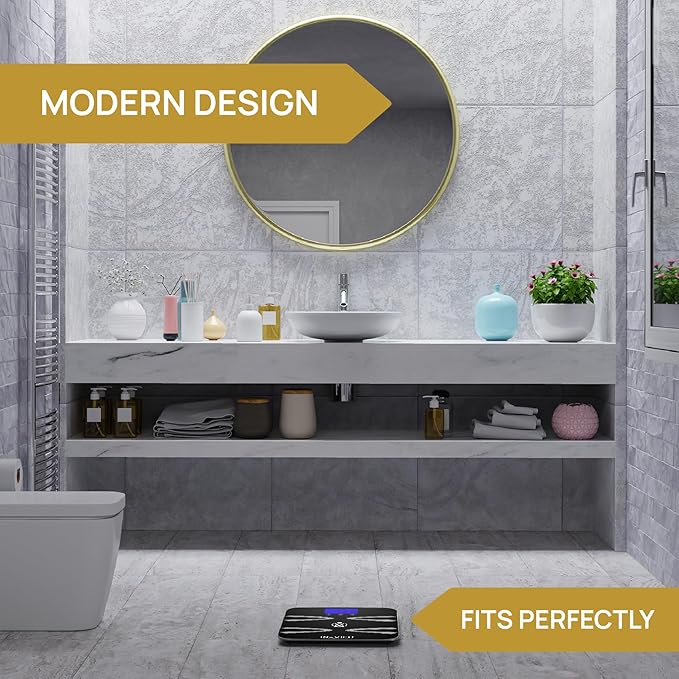 INEVIFIT Body-Analyzer Scale Highly Accurate Digital Bathroom Body Composition Analyzer Measures Weight Body Fat Water Muscle BMI Visceral Levels &amp Bone Mass for 10 Users. Includes Batterie