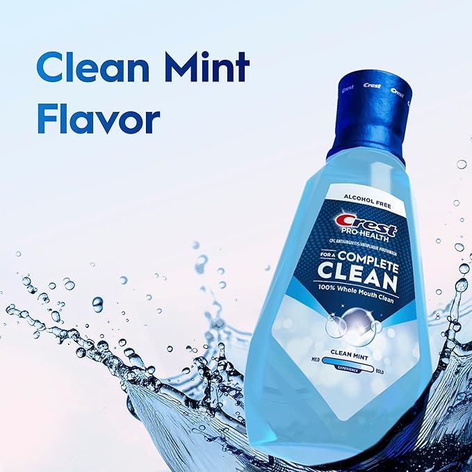 Crest Pro-Health Clean Mint Mouthwash CPC Antigingivitis/Antiplaque Mouthwash 500 mL (16.9 Fl Oz ) Pack of 4 Crest Mouthwash Gingivitis Treatment