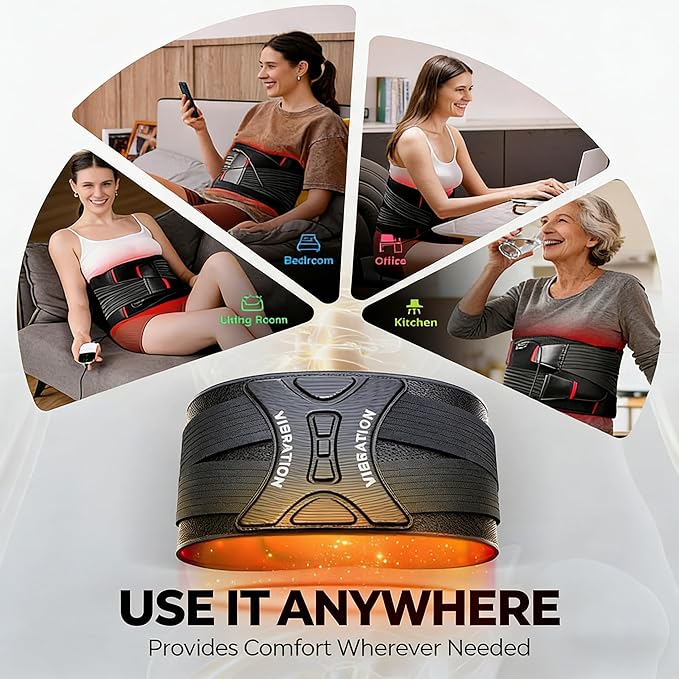 LTW Red Light Therapy Belt 210 LEDs Infrared Red Light Therapy for Body 660nm &amp 850nm Near Infrared Wrap with Vibration for Back Pain Relief Waist Belly Shoulder (49 x 9 210 LEDs)
