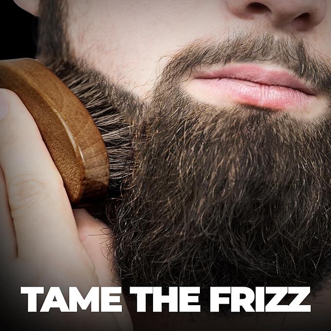 Beardo Boar Bristle Beard Brush For Men | Travel Friendly Pack with Cover | Made from Natural Boar Bristles and Sheesham Wood to shape the beard and simulate hair follicles to boost growth
