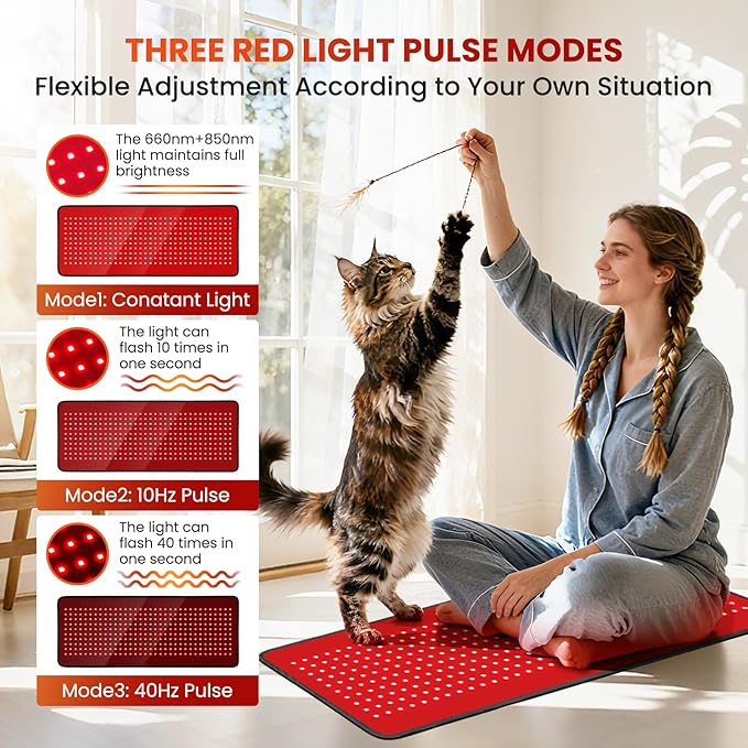 Red Light Therapy Mat for Full Body Foldable 340 LEDs Near Infrared Light Therapy Pad 660nm&amp 850nm 2in1 LEDs Light Blanket High end Leather 5 Power Levels UP to 65W 29.6'x14''