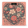Heart with Flowers Scale for Body Weight Anti-Slip Tempered Glass Digital Bathroom Scales Clear LCD Display Weighing Scale Safe Rounded Corners Smart Scales