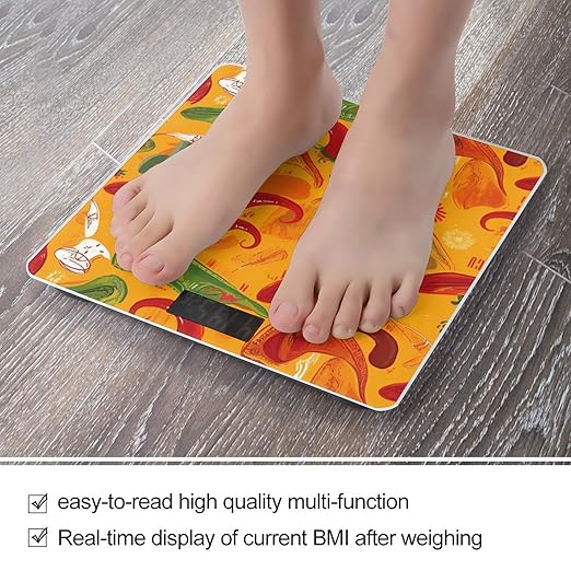 Cactus Hat and Chili Pepper Bathroom Scale for Body Weight Bathroom Digital Electronic Weighing Scale with Back Lit LED Display Sturdy Tempered Glass Weight Watchers Scales 400lb