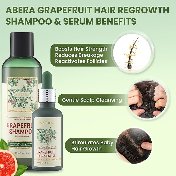 ABERA Folliculitis Body Wash and Grapefruit Hair Regrowth Serum