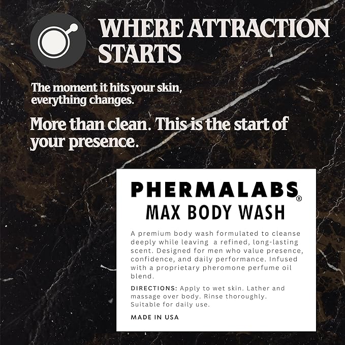 Pheromone Body Wash for Men – MAX CORE Attraction Formula to Turn Heads &amp Smell Irresistible – Fresh Masculine Scent – 8.5 oz