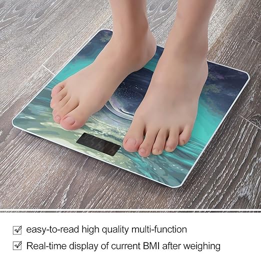 Cute Sea Animal Manatee Bathroom Scale for Body Weight Bathroom Digital Electronic Weighing Scale with Back Lit LED Display Sturdy Tempered Glass Weight Watchers Scales 400lb