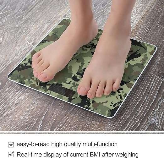 Smart Scale for Body Weight Digital Bathroom Weighing Scale Energy Saving Scale Cool Green Camo Army Camouflage