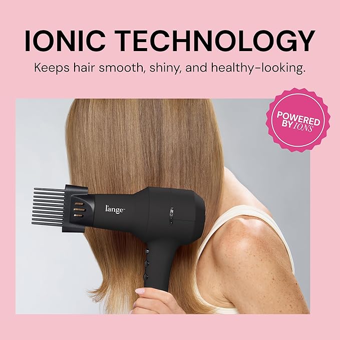 L'ANGE HAIR PowerStyle Turbo Ionic Hair Dryer | 1875 Watt Professional Blow Dryer with Diffuser &amp Concentrator | Multiple Heat &amp Speed Settings for Fast Drying | Salon-Grade Styling Tools Bla
