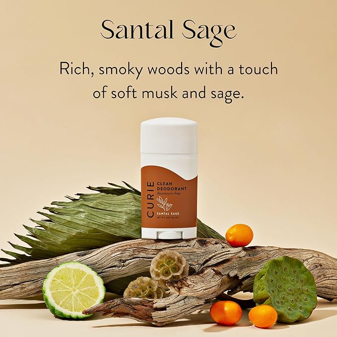 Curie Natural Deodorant for Women - Coconut Nectar + Santal Sage - Aluminum Free Clean Sustainable Vegan Paraben Free (2pk)