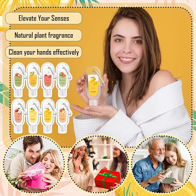 24 Pack Scented Hand Sanitizers Keychain Gift Mini Hand Sanitizer Bulk 1 oz Travel Size Sanitizer Keychain Set Thank You Gift for Teacher Nurse Coworker Graduation Party Favors Treat Goodie Bags