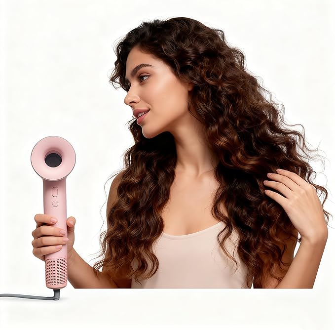 Professional Hair Dryer 1600W High-Speed Ionic Dryer with 8 Speeds Negative Ion Technology Low Noise Design Multiple Colors (Pink)