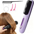 2026 New Cordless Hair Straightening Brush with LCD Display Fast Heating Portable Hair Straightener USB-C Charging for Travel Home (Purple)