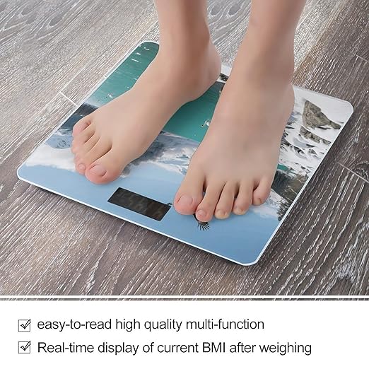 Alpine Lake View Scale for Body Weight Sturdy Tempered Glass Weighing Scales with LCD Display Accurate Digital Bathroom Scale Convenient Body Fat Smart Scales Easy Read
