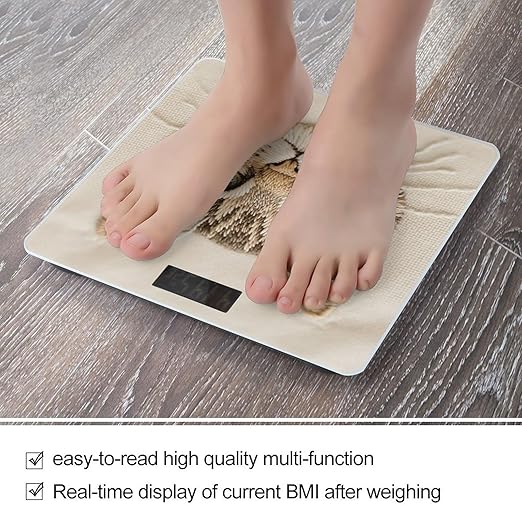 Cute Cat Embroidery Bathroom Scale for Body Weight Bathroom Digital Electronic Weighing Scale with Back Lit LED Display Sturdy Tempered Glass Weight Watchers Scales 400lb