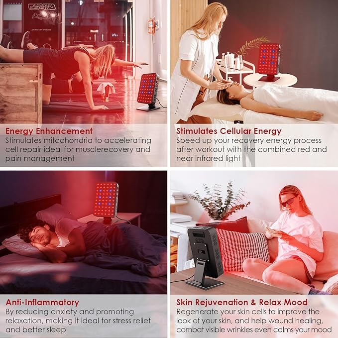 Red Blue Light Therapy for Body Red Near Infrared Panels 300W 60 Dual Chip Flicker Free LEDs Ideal for Body FaceMaintain EnergyMuscle Pain Skin Rejuvenation Recovery Sleep