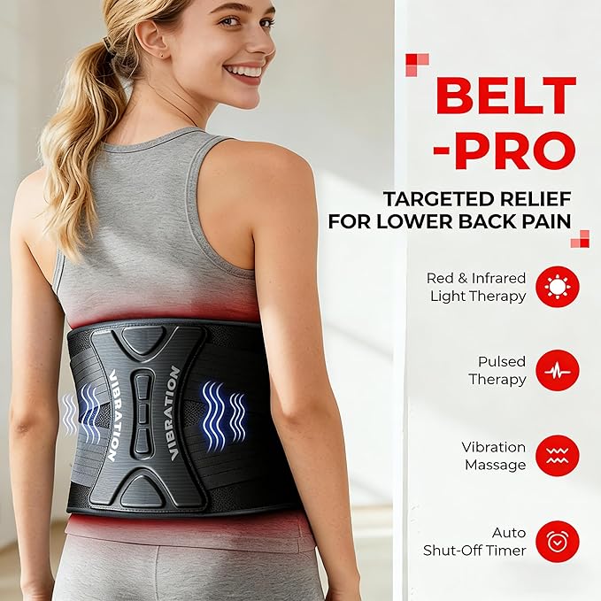 LTW Red Light Therapy Belt 210 LEDs Infrared Red Light Therapy for Body 660nm &amp 850nm Near Infrared Wrap with Vibration for Back Pain Relief Waist Belly Shoulder (49 x 9 210 LEDs)