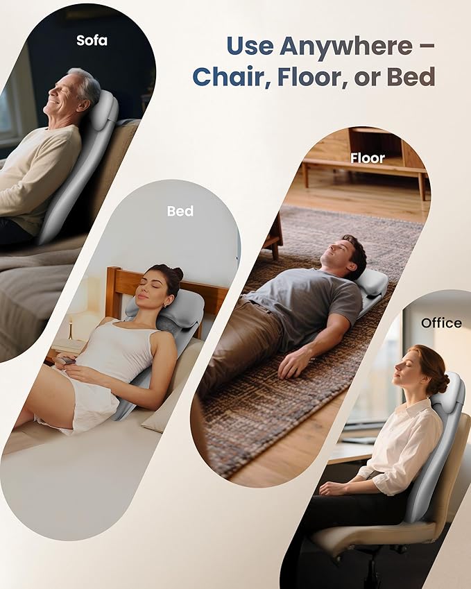 COMFIER Cordless Back Massage Chair Pad with Multi Functions 2D/3D/Mix Shiatsu Neck and Back Massager with Heat Chair Massager for Home Office Indoor/Outdoor Use