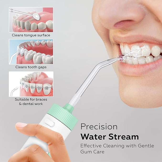 Pro Countertop Oral Irrigator Water Dental Flosser | 10 Pressure Levels 21–160 PSI 20.3 oz Large Tank Complete 8-Tip System for Braces Implants &amp Gum Care BPA-Free (FC1761-W)