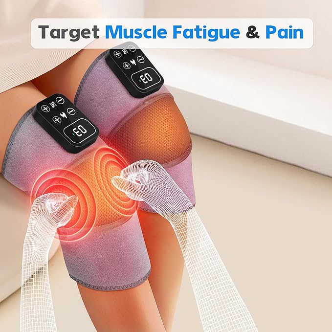 H&ampB Luxuries Heated Knee Massager 1 Pack – Cordless Knee Heating Pads with Vibration Massage Pain Relief Arthritis &amp Muscle Recovery