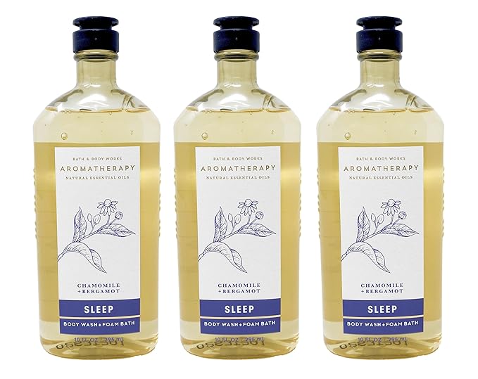 Bath &amp Body Works Aromatherapy Body Wash &amp Foam Bath Gift Sets 10 fl oz per Bottle (3 Pack) (Chamomile + Bergamot)