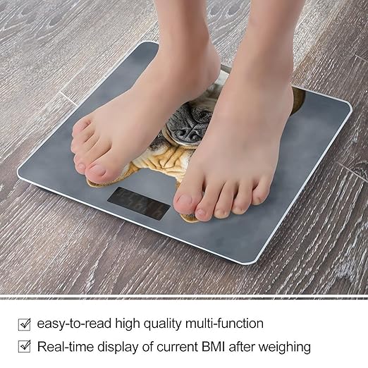 French Bulldog Weight Scale Large Digital Bathroom Scales with Bright LED Display Non Slip Digital Scale and Step On Fashion Weighing Machine for Body