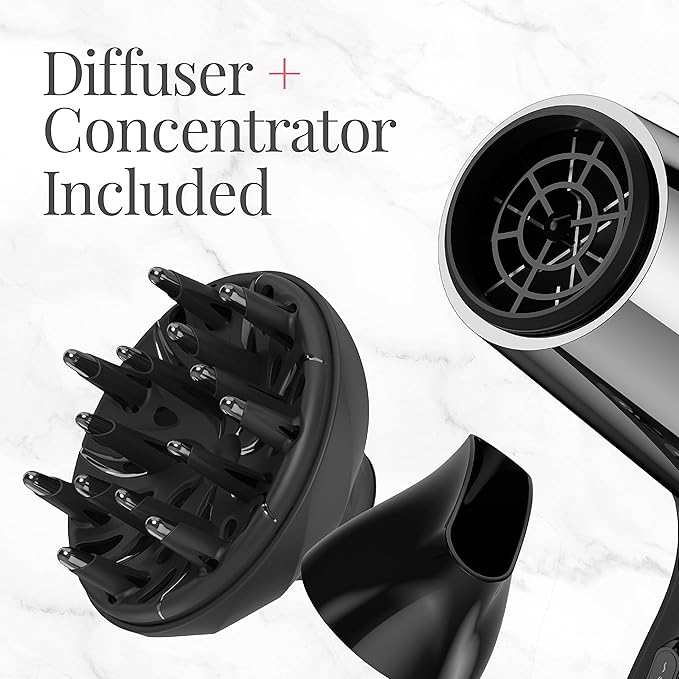 Remington Impact Resistant Hair Dryer 1875-Watt Blow Dryer with Tourmaline Titanium &amp Ceramic Technology 3 Heat 2 Speed Settings Cool Shot Diffuser &amp Concentrator Attachments