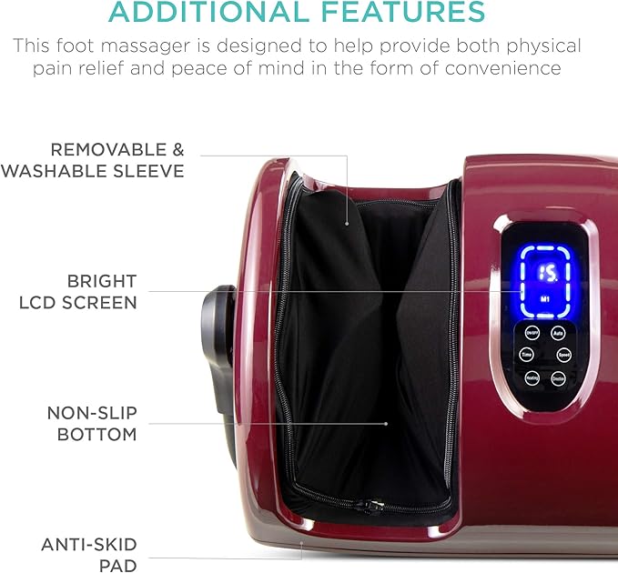 Best Choice Products Heated Shiatsu Foot Massager for Pain Relief Plantar Fasciitis Neuropathy Blood Circulation w/Compact Design - Burgundy