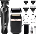 KEMEI Hair Trimmer and Foil Shaver for Men Cordless Hair Clippers Beard Trimmer with T Blade Waterproof Razor Shaver Rechargeable Barber Clippers with LED Display KM-264 Black KM-2024