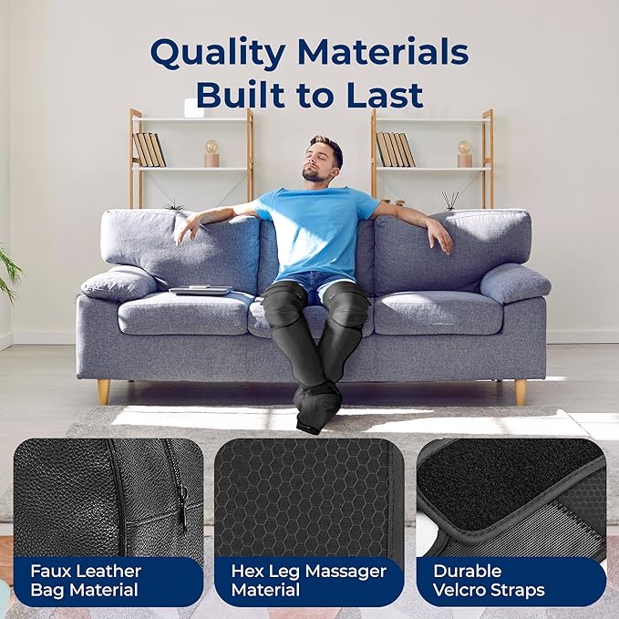 SereneLife Air Compression Knee Massager for Pain Relief and Therapy Knee Elbow Shoulder Brace Wrap with 4 Vibration 2 Heating Modes 4 Airbags Smart LED Controller Ice Pack for Cold Massage