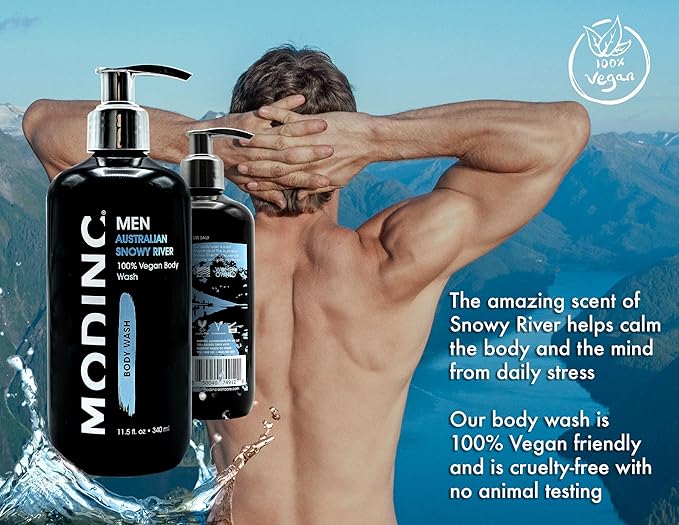 Modinc Luxury Australian Snowy River Body Wash Hydration Blend Vegan Cruelty Free Pump 11.5 Ounces