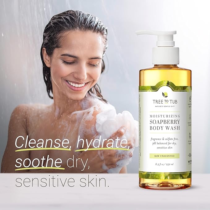 Tree to Tub Unscented Body Wash for Sensitive Skin and Dry Skin &amp Sensitive Skin Face Wash for Dry Skin - Moisturizing pH Balanced Fragrance Free Body Wash &amp Gentle Face Cleanser for Women &am